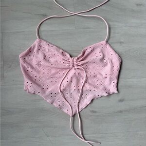 NWOT Blush Pink Eyelet Bandana Top